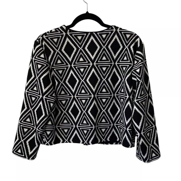 ROZ & ALI BLAZER AZTEC GEOMETRIC SIZE XL 3/4 SLEEVE JACKET CLASSIC ARTSY CAREER - Picture 3 of 9